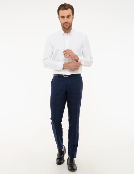 Beyaz Slim Fit Armürlü Gömlek - 50219287005