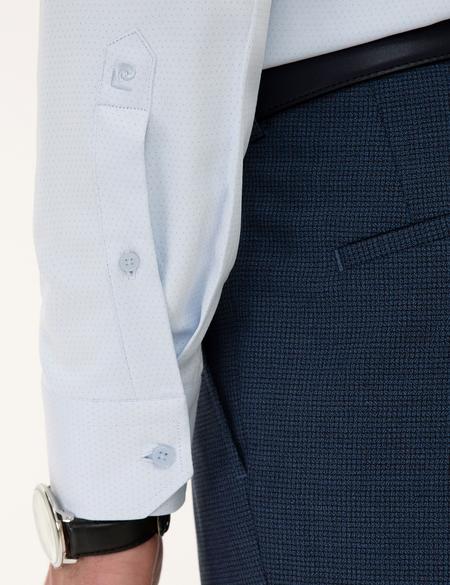 Açık Mavi Slim Fit Armürlü Gömlek - 50219291015