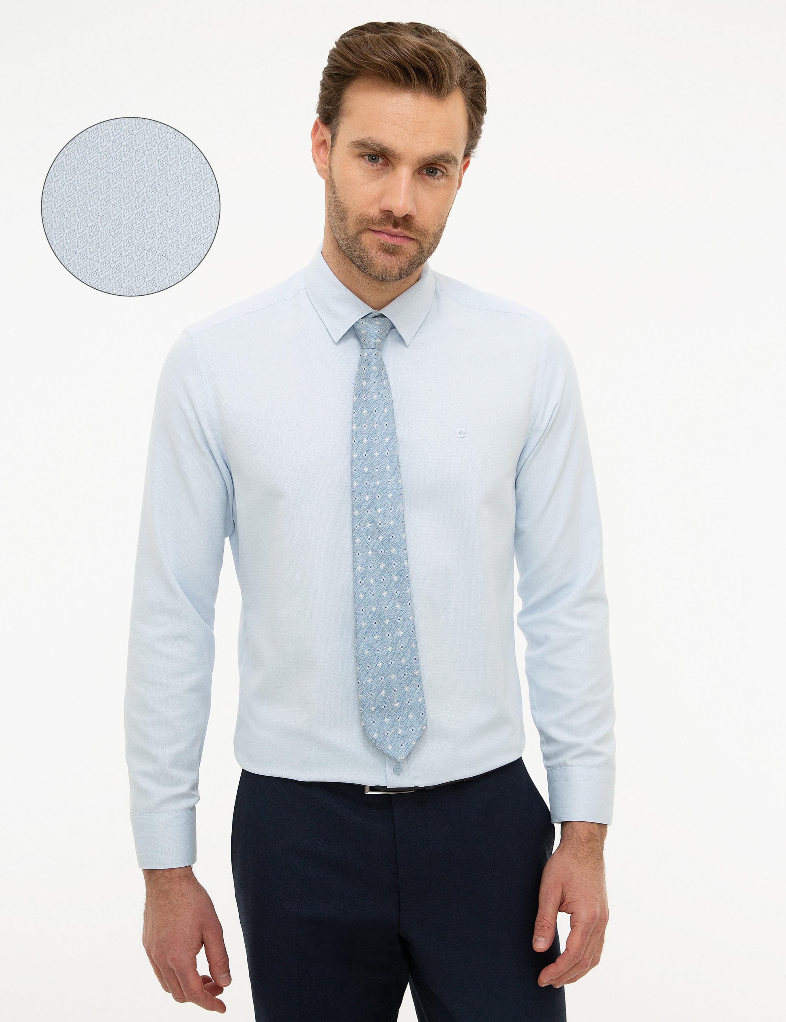 Açık Mavi Slim Fit Uzun Kollu Gömlek