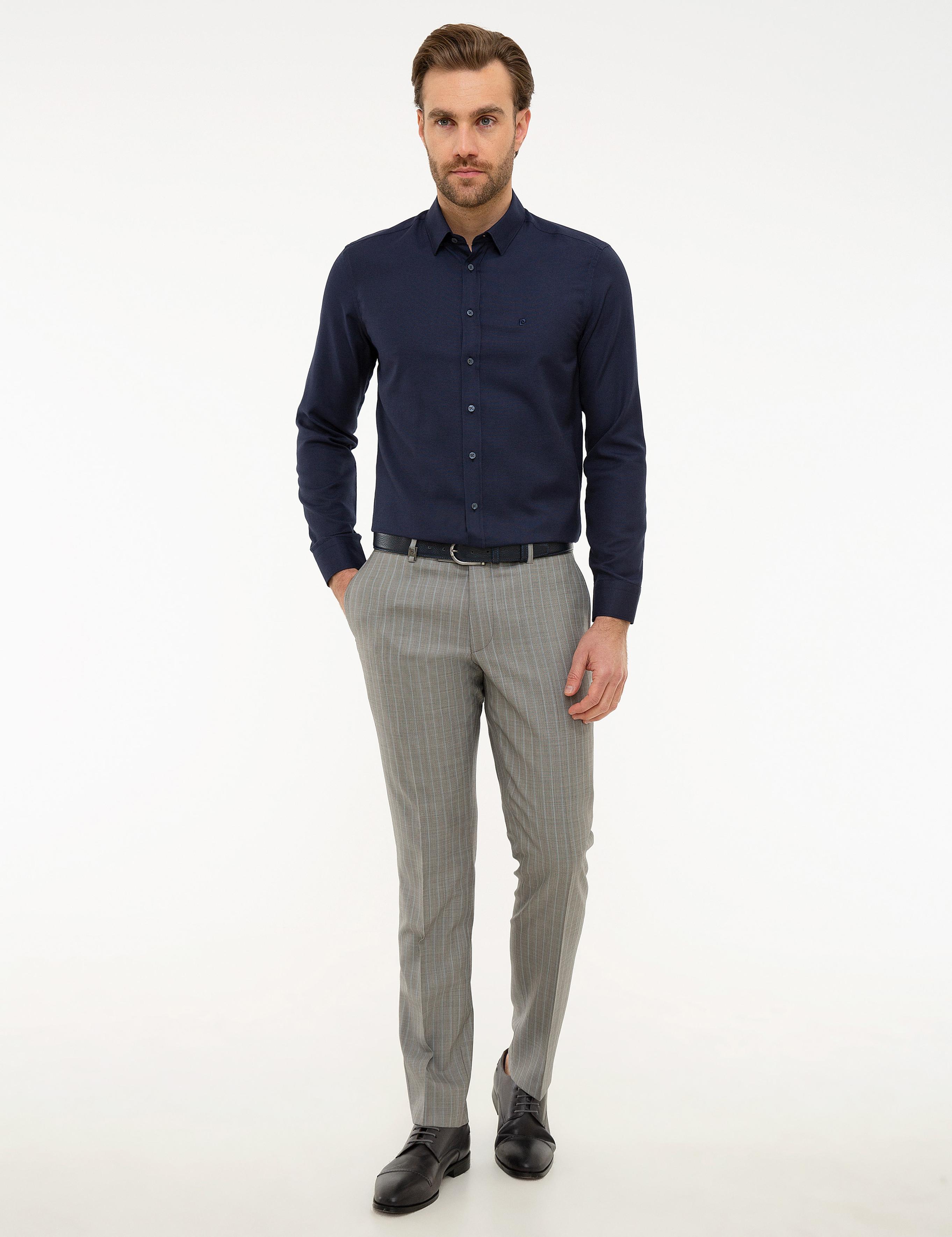 Lacivert Slim Fit Oxford Gömlek