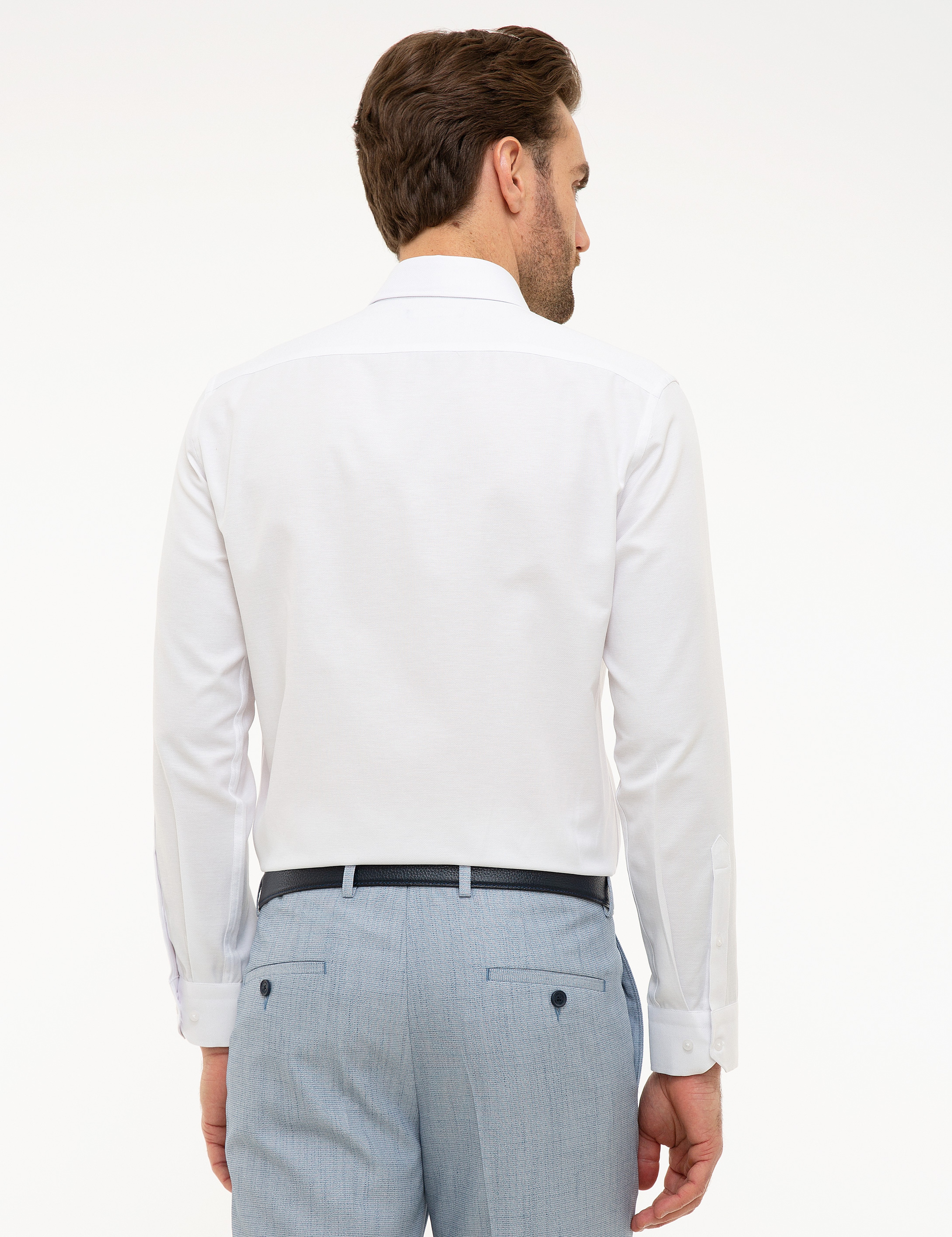Beyaz Slim Fit Oxford Gömlek - Image 3
