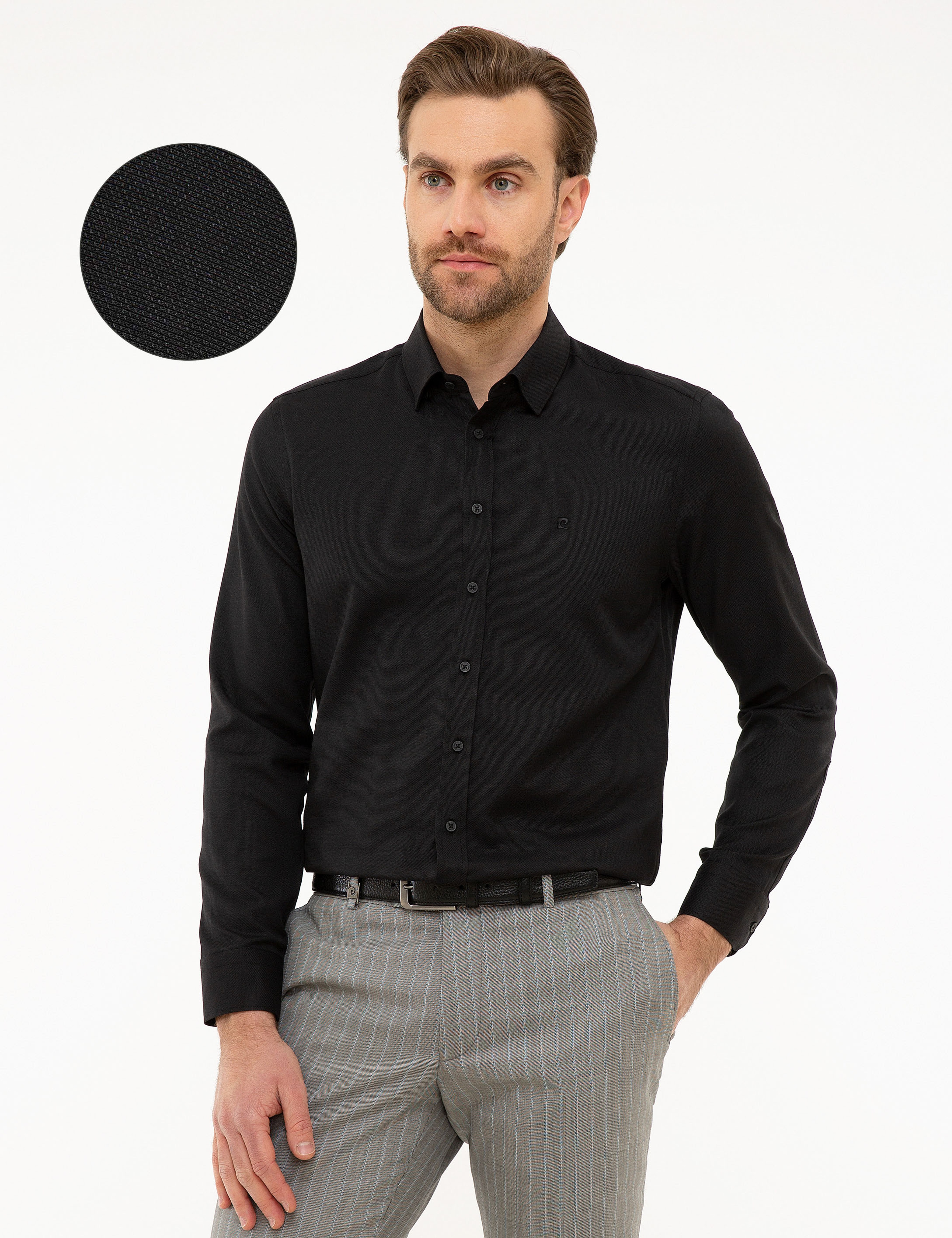 Siyah Slim Fit Oxford Gömlek