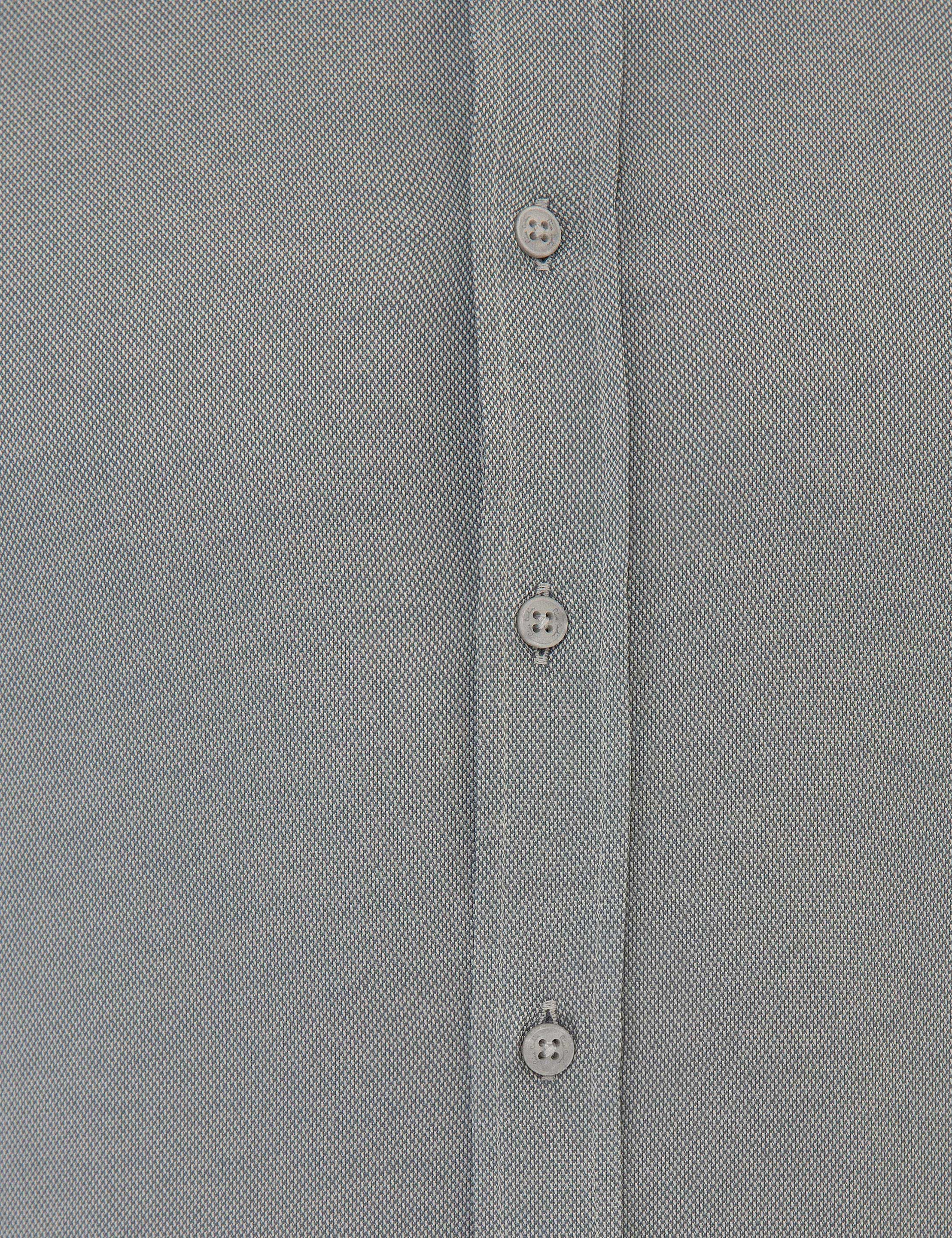 Gri Slim Fit Oxford Gömlek - Image 6
