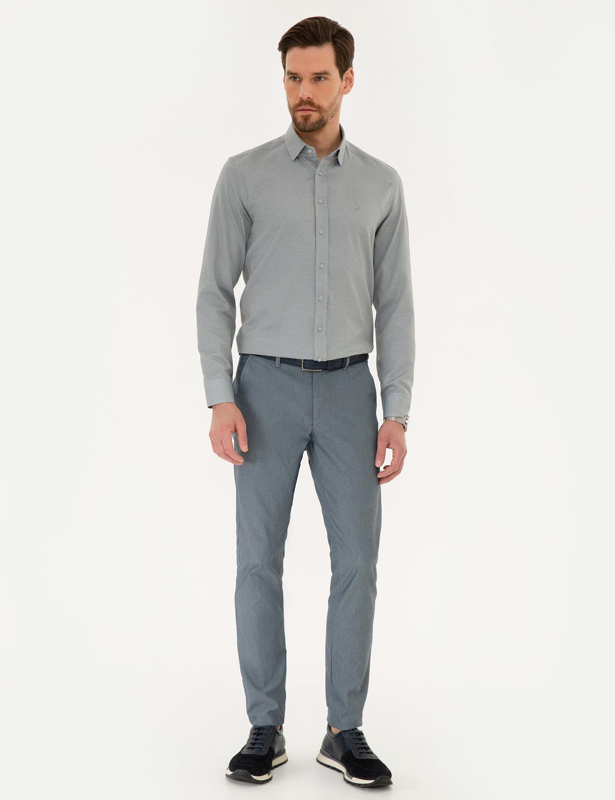 Gri Slim Fit Oxford Gömlek - 50219296089