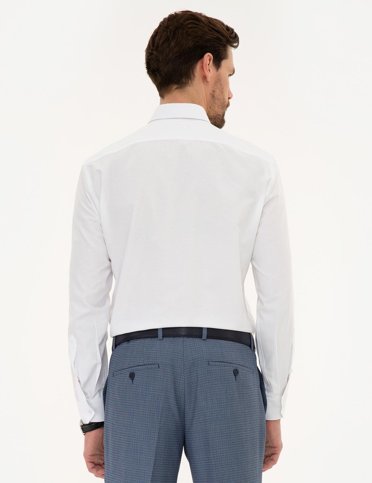 Beyaz Regular Fit Armürlü Gömlek - 50219300003