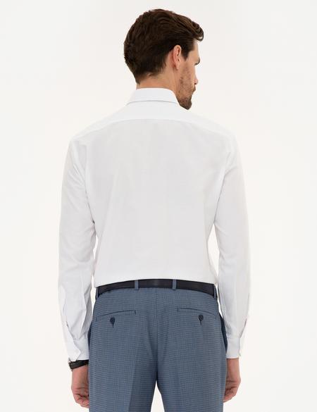Beyaz Regular Fit Armürlü Gömlek - 50219300003