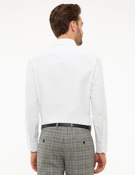 Beyaz Regular Fit Armürlü Gömlek - 50219303010