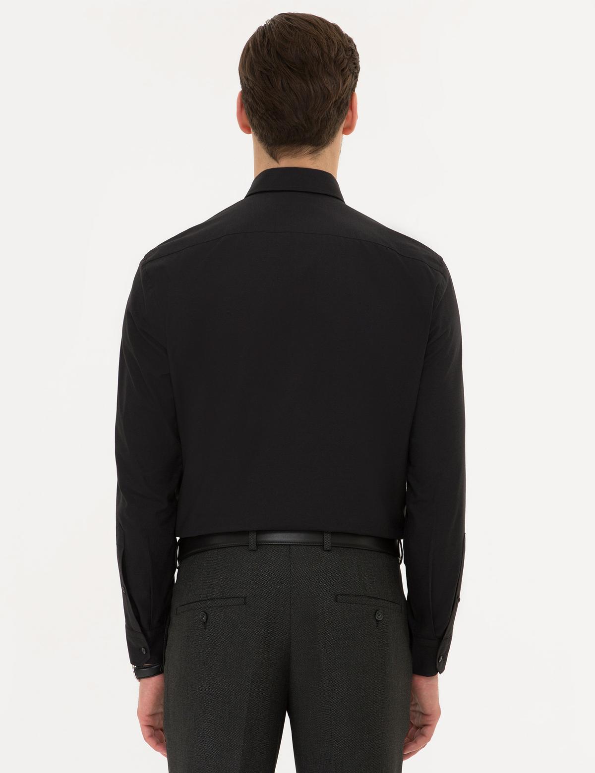 Siyah Regular Fit Armürlü Gömlek - 50219300023