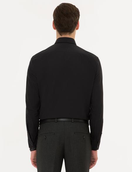 Siyah Regular Fit Armürlü Gömlek - 50219300023