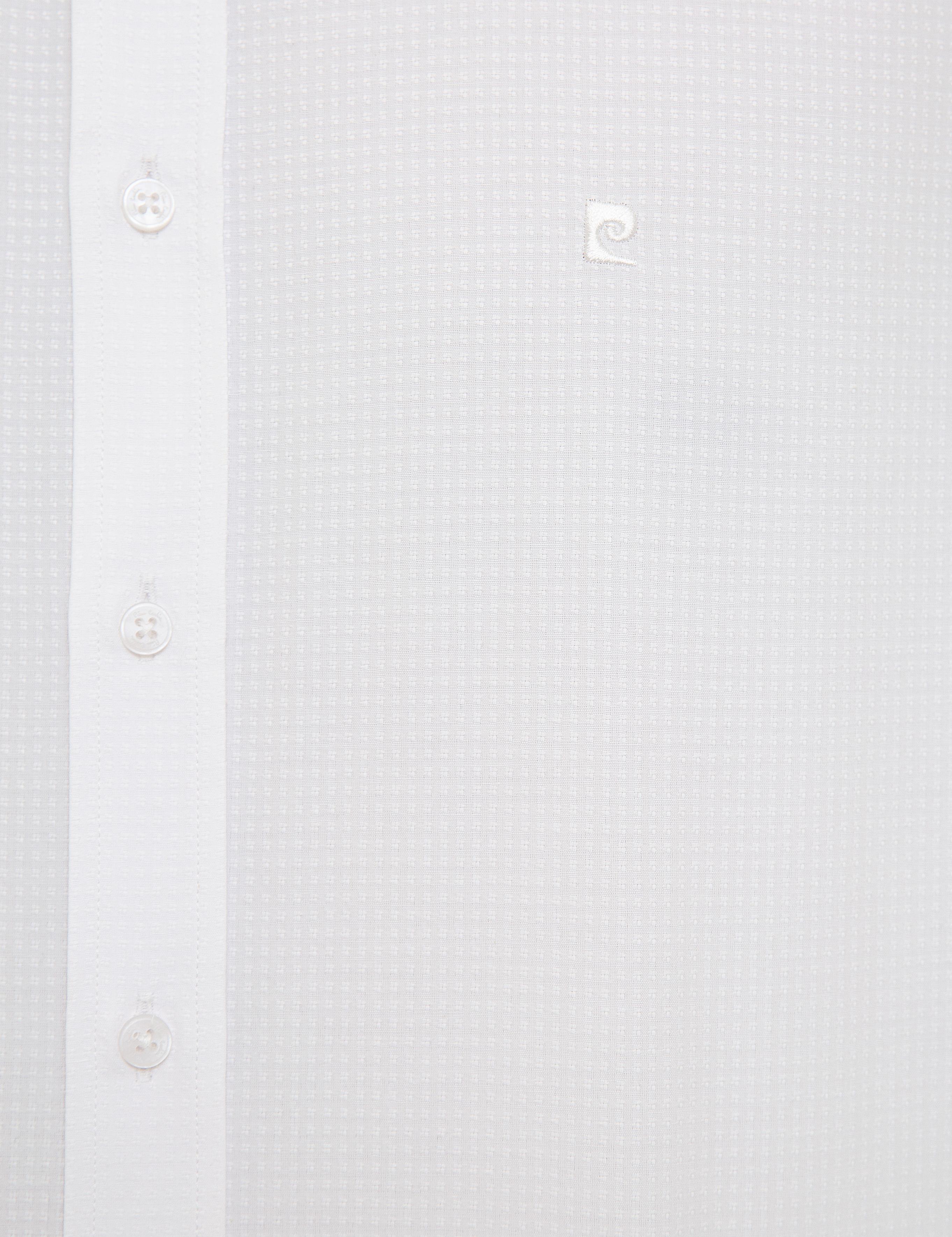 Beyaz Regular Fit Armürlü Gömlek