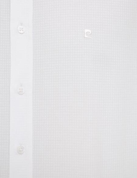 Beyaz Regular Fit Armürlü Gömlek - 50219303010