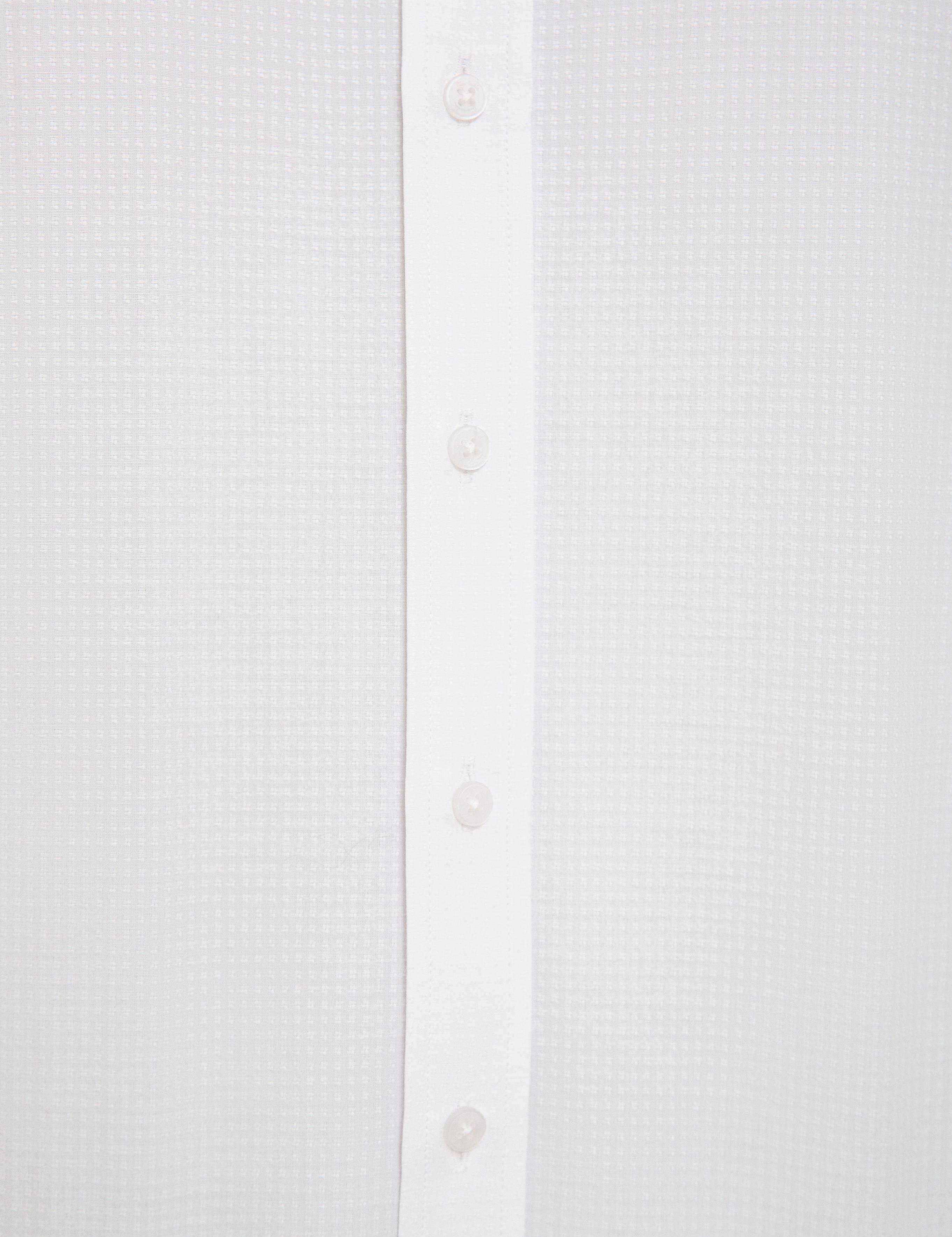 Beyaz Regular Fit Armürlü Gömlek