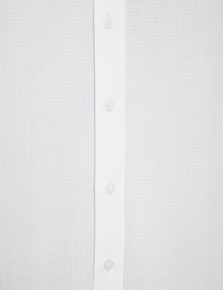 Beyaz Regular Fit Armürlü Gömlek - 50219303010