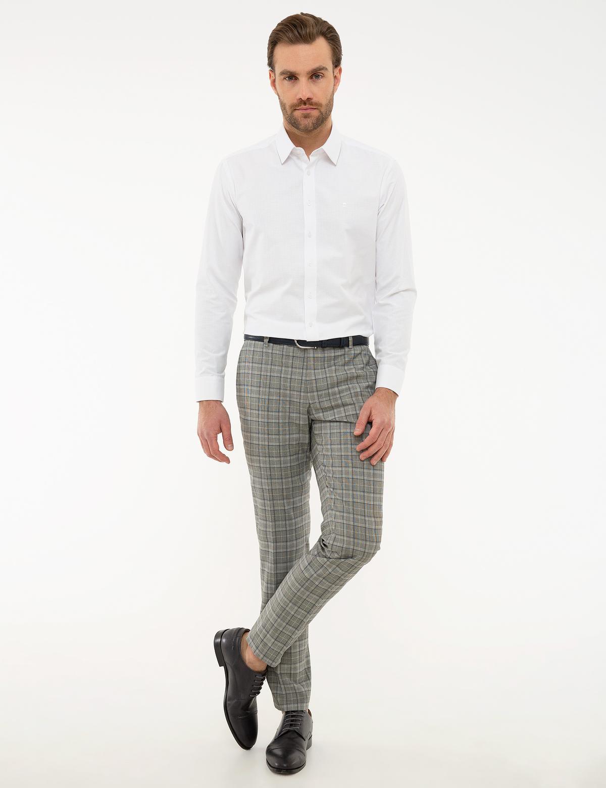 Beyaz Regular Fit Armürlü Gömlek - 50219303010