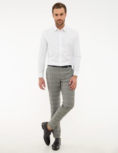 Beyaz Regular Fit Armürlü Gömlek - 50219303010