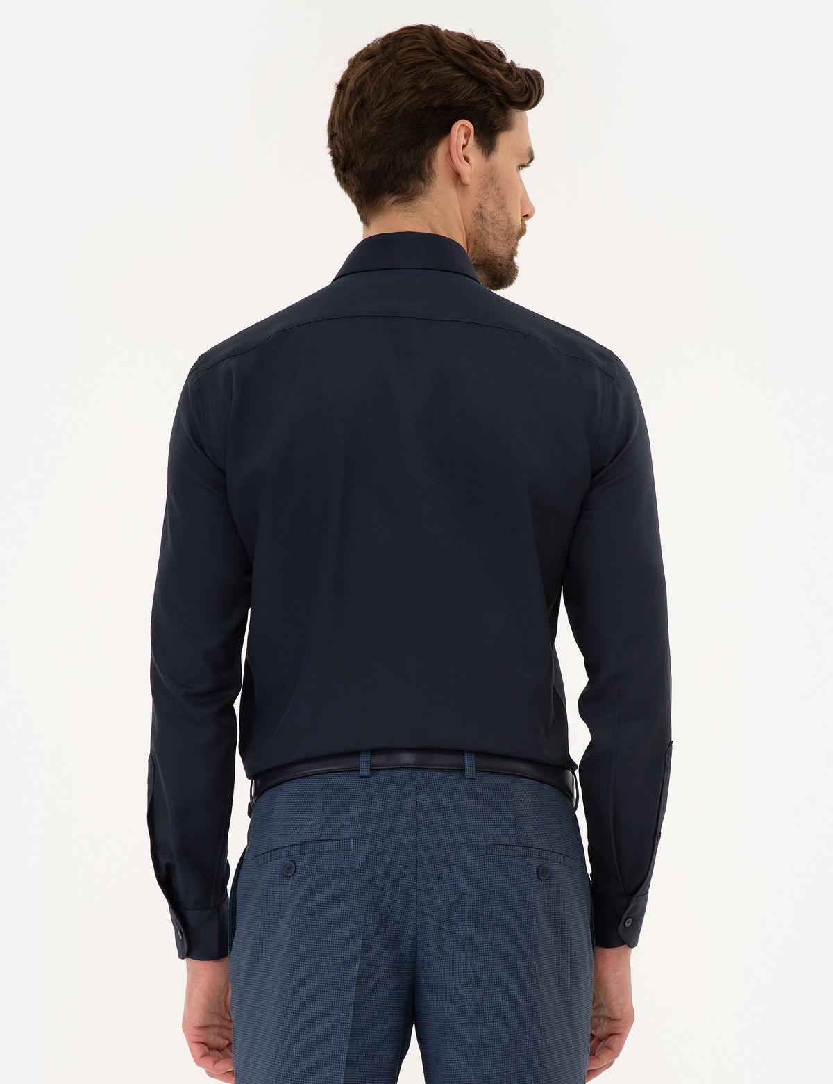 Lacivert Slim Fit Armürlü Gömlek - 50219311023