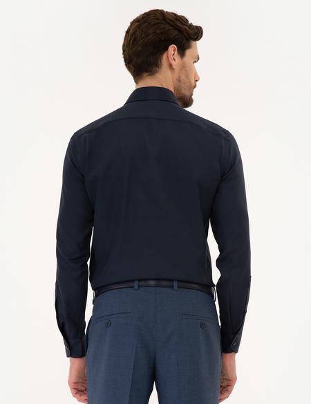 Lacivert Slim Fit Armürlü Gömlek - 50219311023