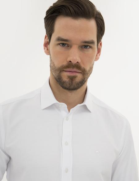 Beyaz Slim Fit Armürlü Gömlek - 50219311002