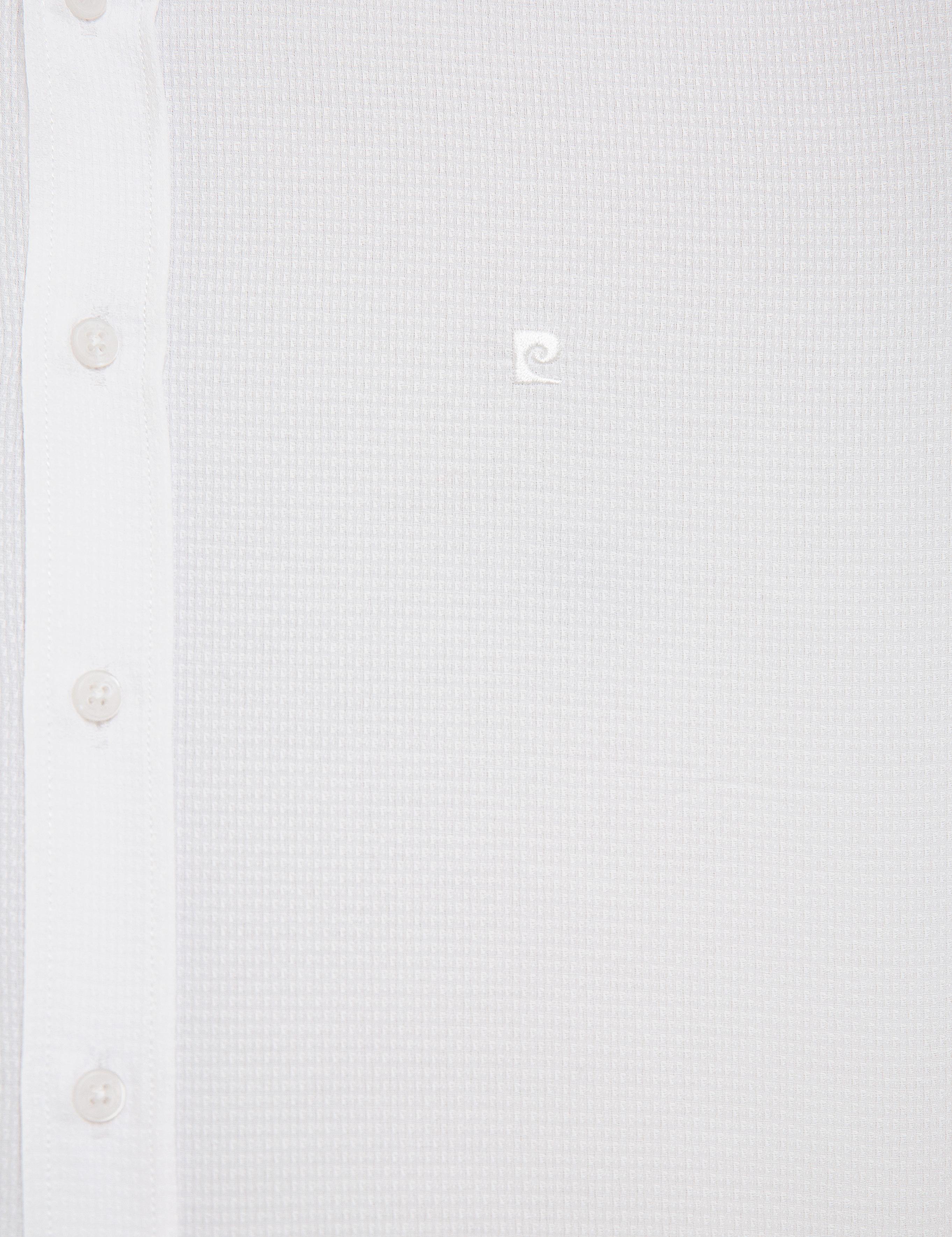 Beyaz Slim Fit Armürlü Gömlek