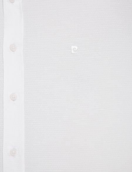 Beyaz Slim Fit Armürlü Gömlek - 50219305020