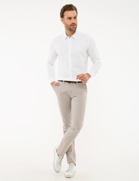 Beyaz Slim Fit Armürlü Gömlek - 50219305020