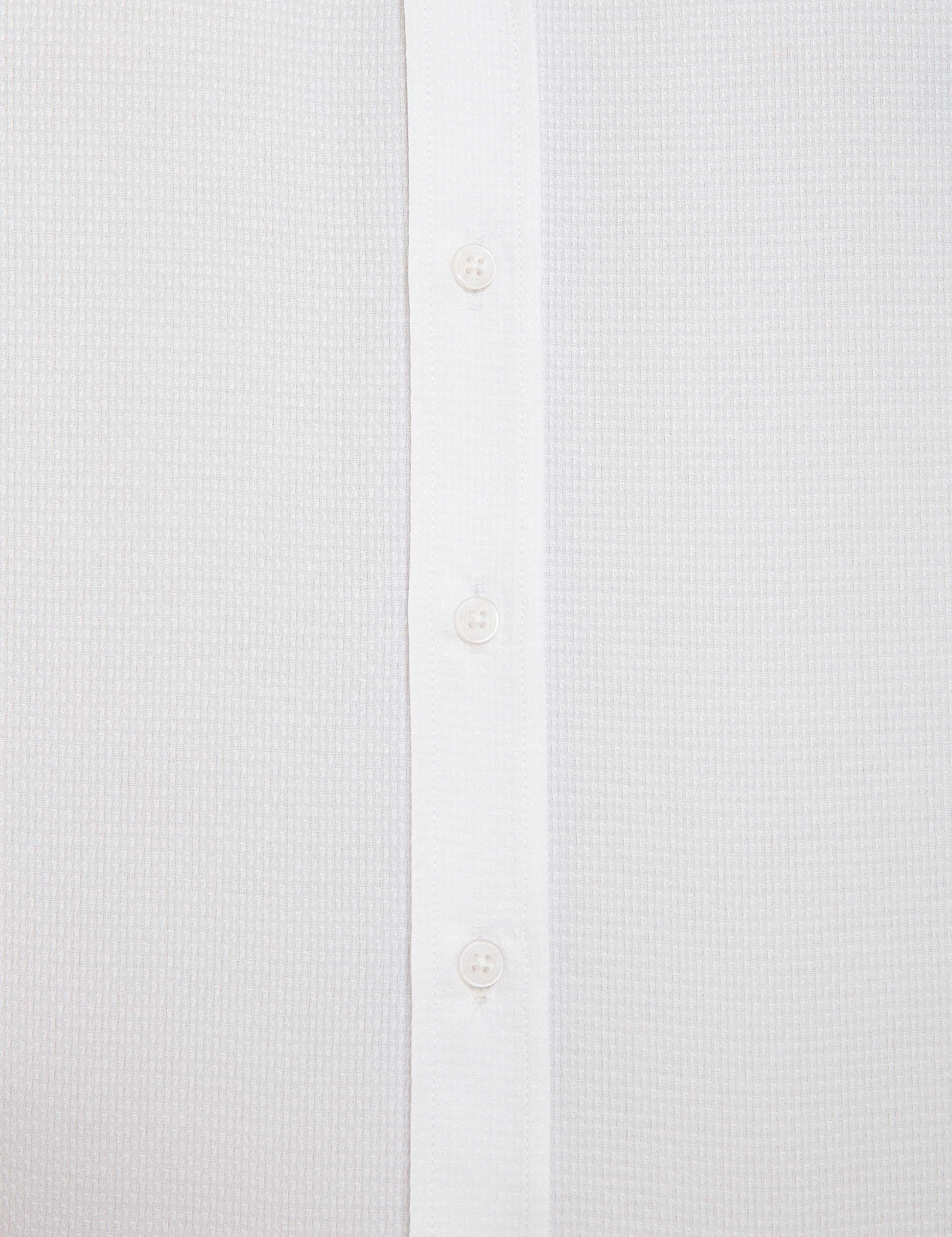 Beyaz Slim Fit Armürlü Gömlek - Image 6