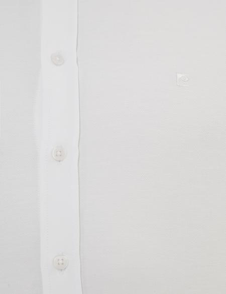 Beyaz Slim Fit Armürlü Gömlek - 50219311002