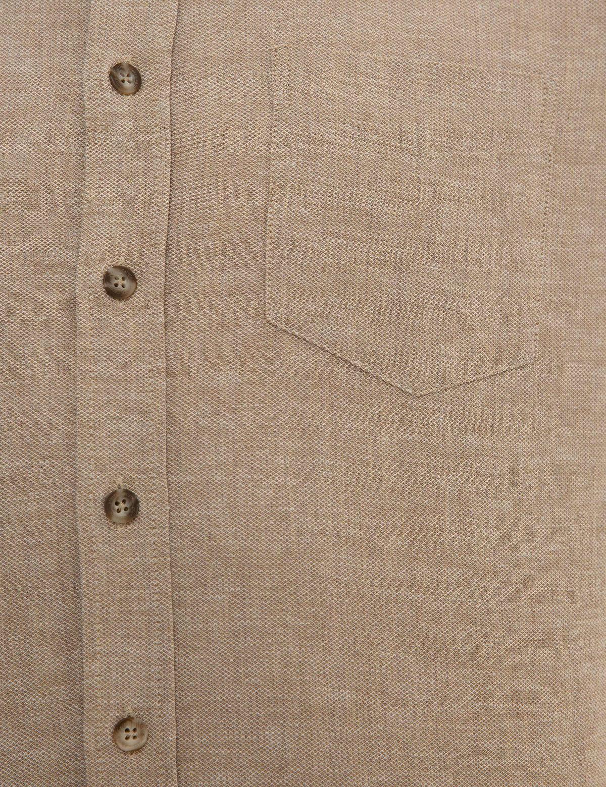 Açık Kahverengi Regular Fit Keten Karışımlı Gömlek - 50220244016