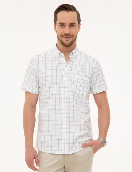 Açık Gri Regular Fit Kısa Kollu Gömlek - 50219279017