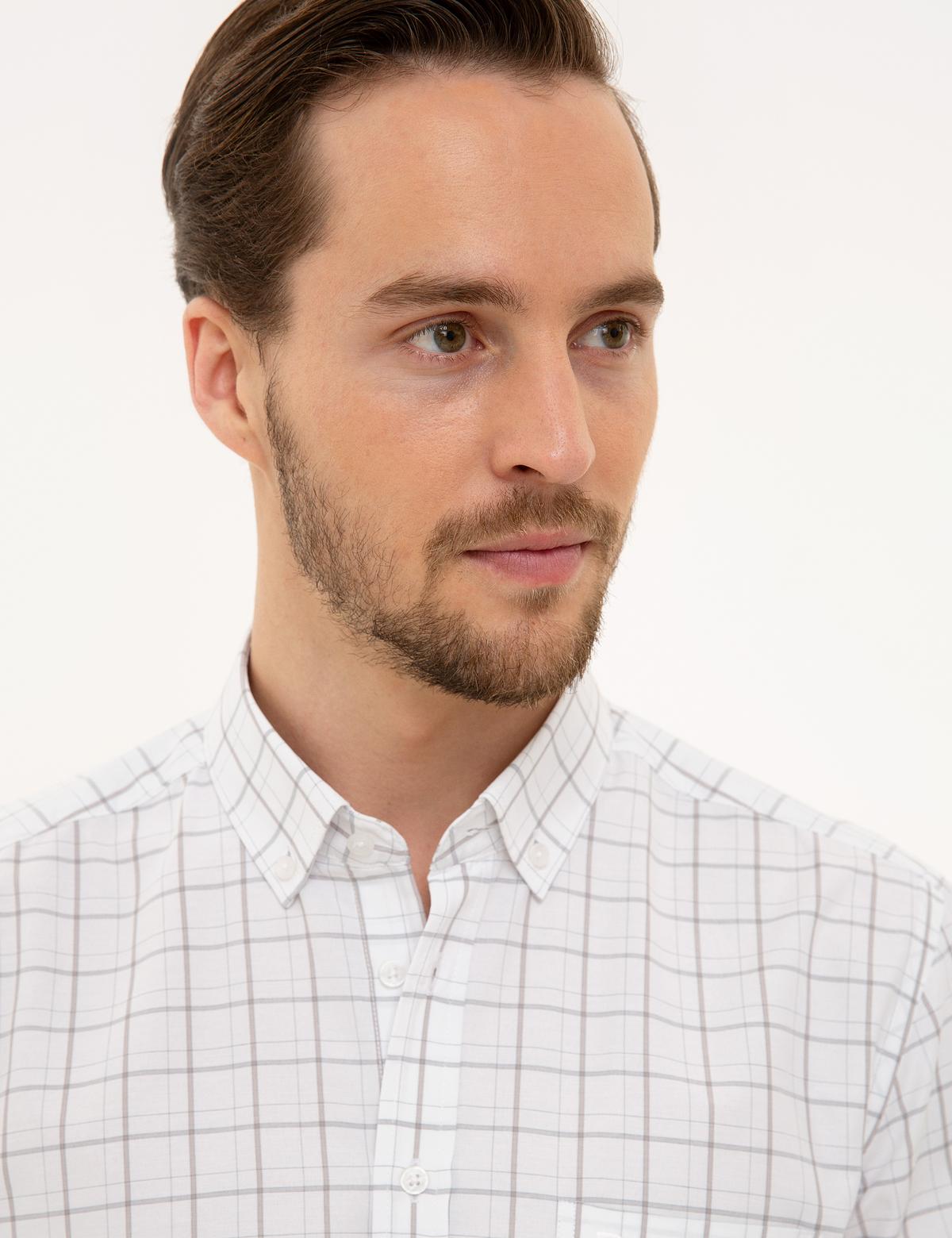 Açık Gri Regular Fit Kısa Kollu Gömlek - 50219279017