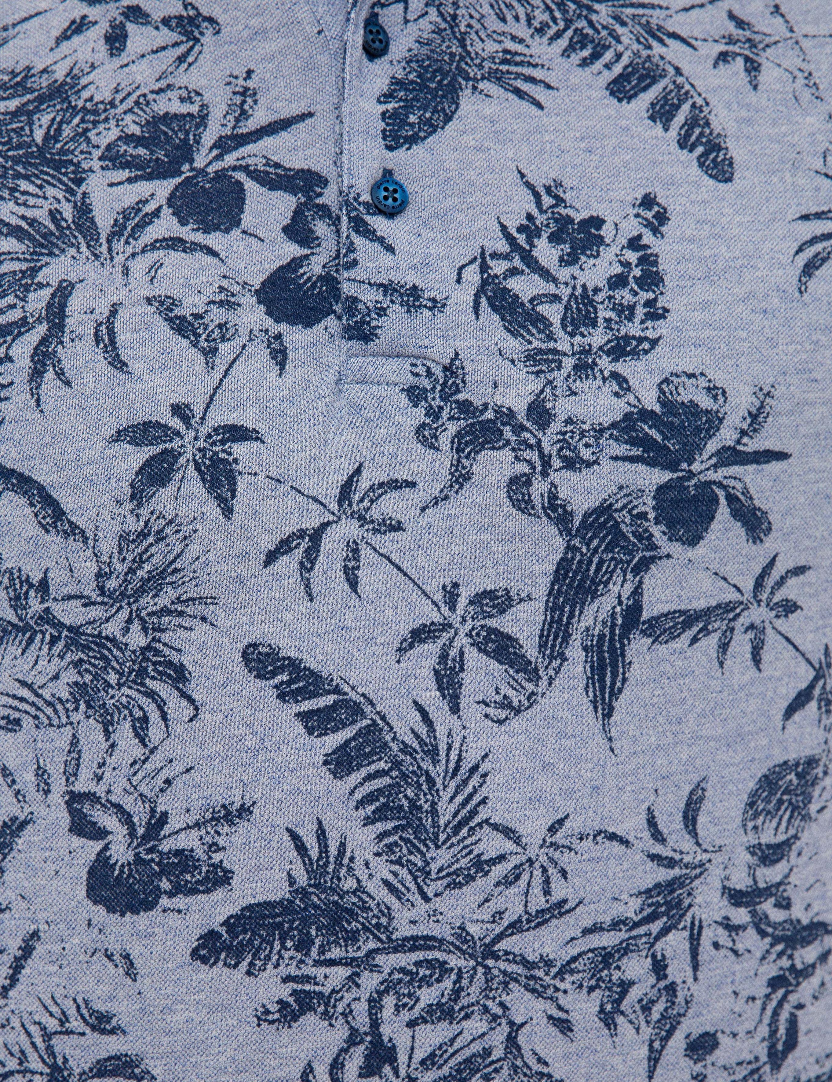 Koyu Mavi Slim Fit Desenli Polo Yaka Tişört