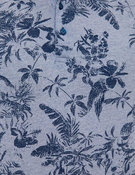 Koyu Mavi Slim Fit Desenli Polo Yaka Tişört - 50219725007