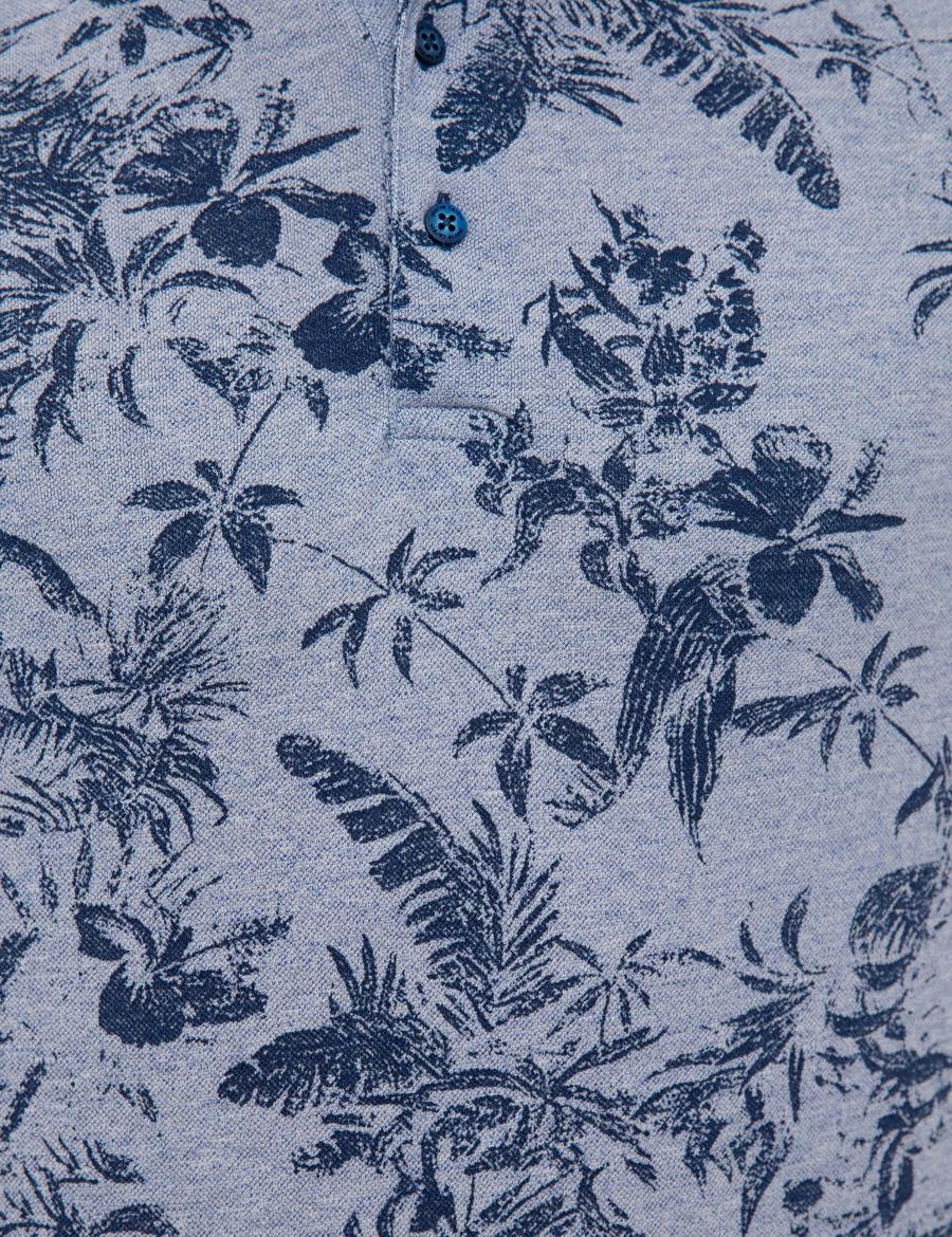 Koyu Mavi Slim Fit Desenli Polo Yaka Tişört