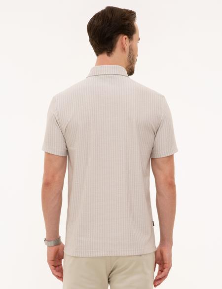 Bej Melanj Slim Fit Tişört - 50218616010