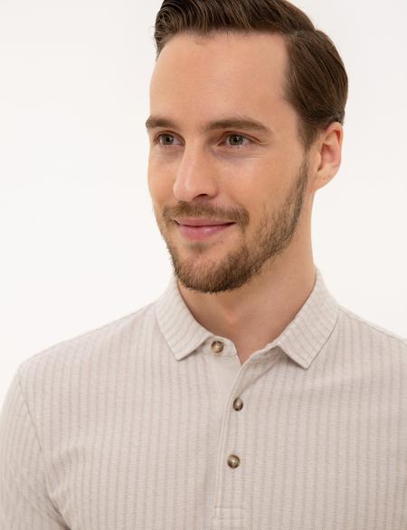 Bej Melanj Slim Fit Tişört - 50218616010