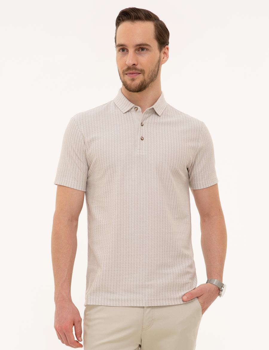 Bej Melanj Slim Fit Tişört