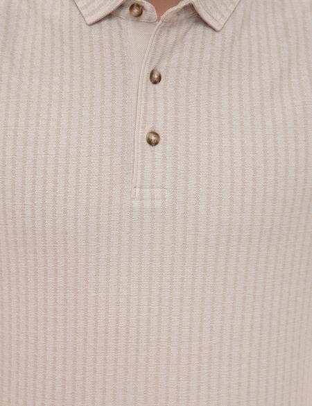 Bej Melanj Slim Fit Tişört - 50218616010