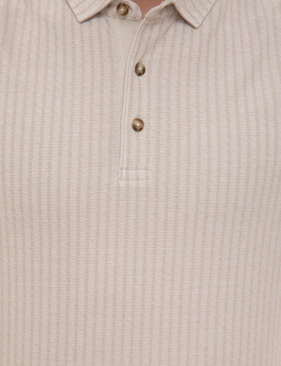 Bej Melanj Slim Fit Tişört