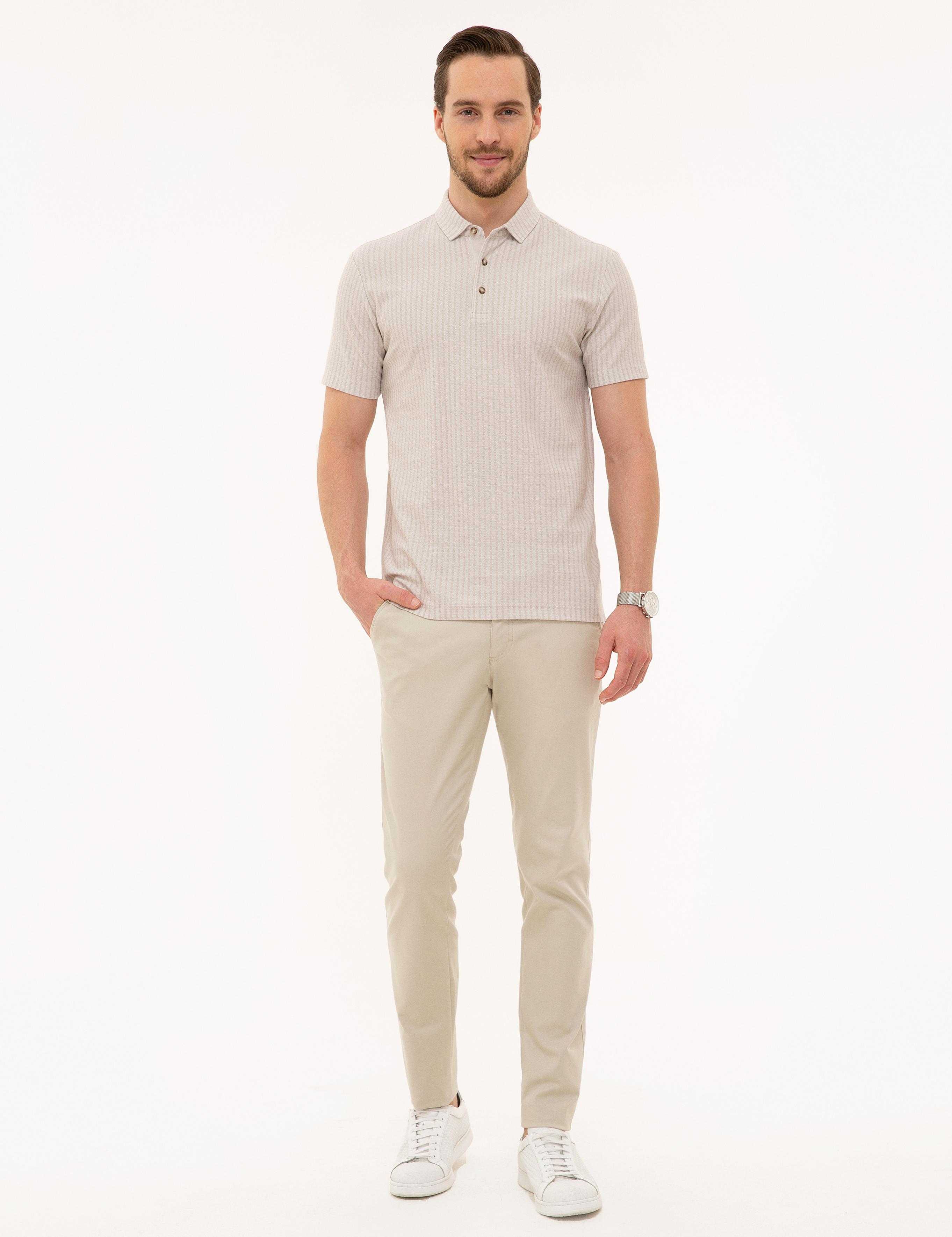 Bej Melanj Slim Fit Tişört