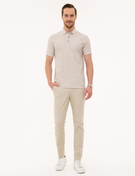 Bej Melanj Slim Fit Tişört - 50218616010