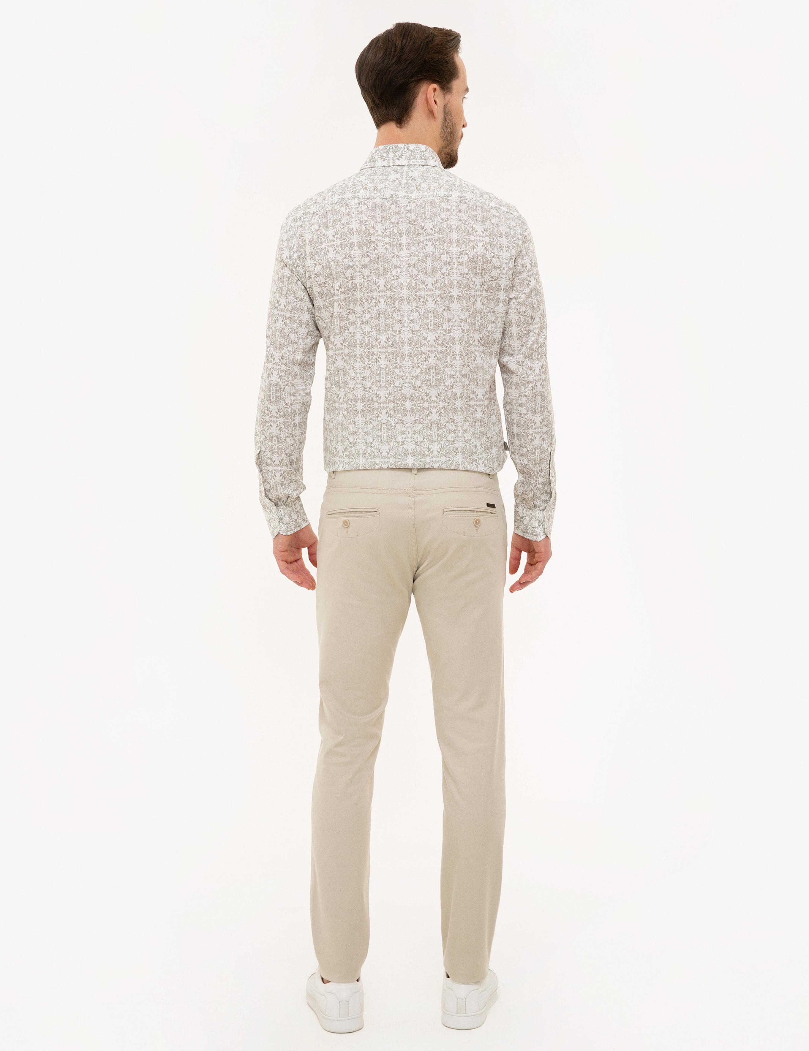 Bej Slim Fit Chino Pantolon