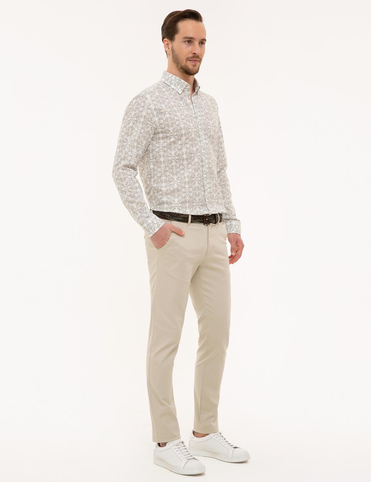 Bej Slim Fit Chino Pantolon - 50219716013