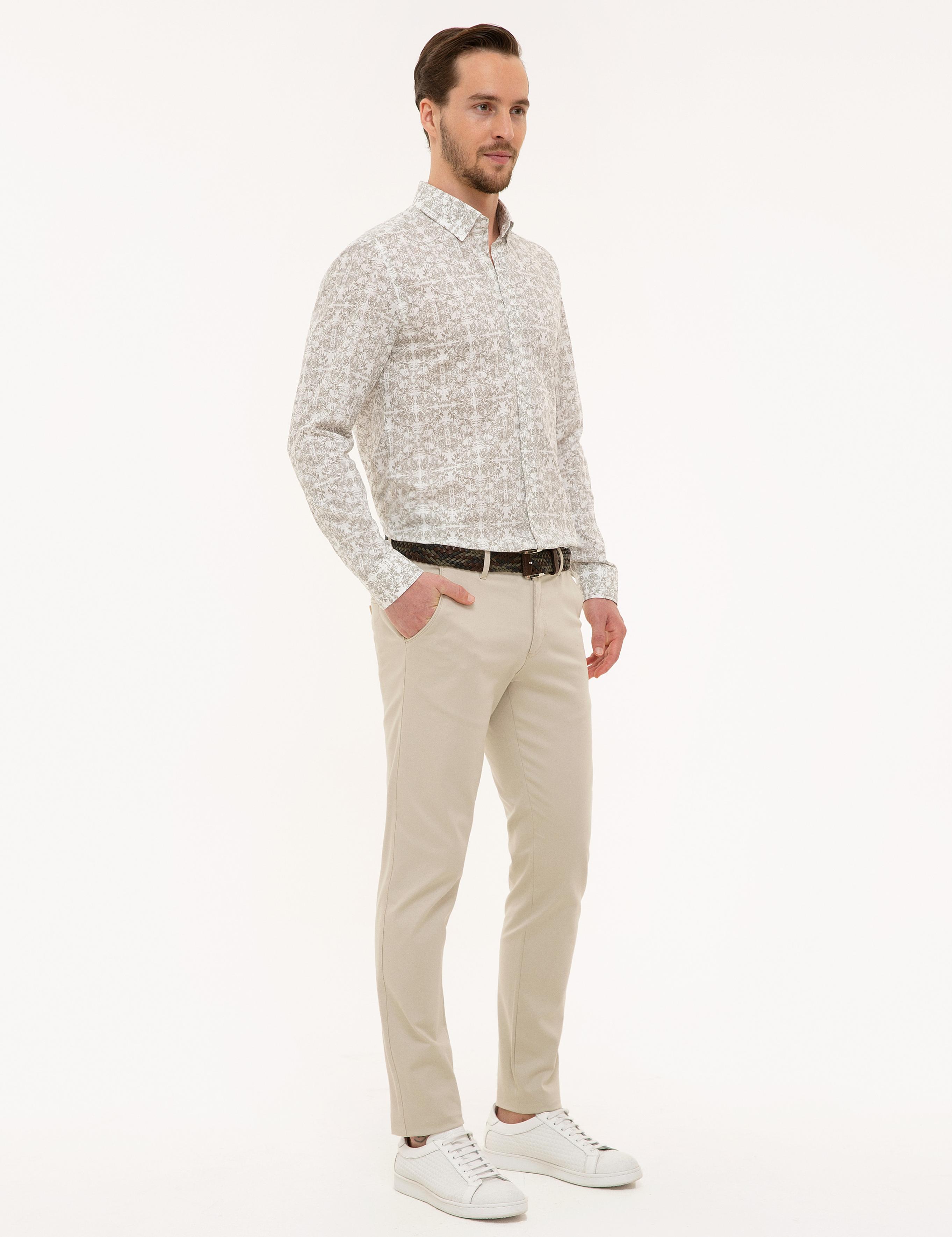 Bej Slim Fit Chino Pantolon