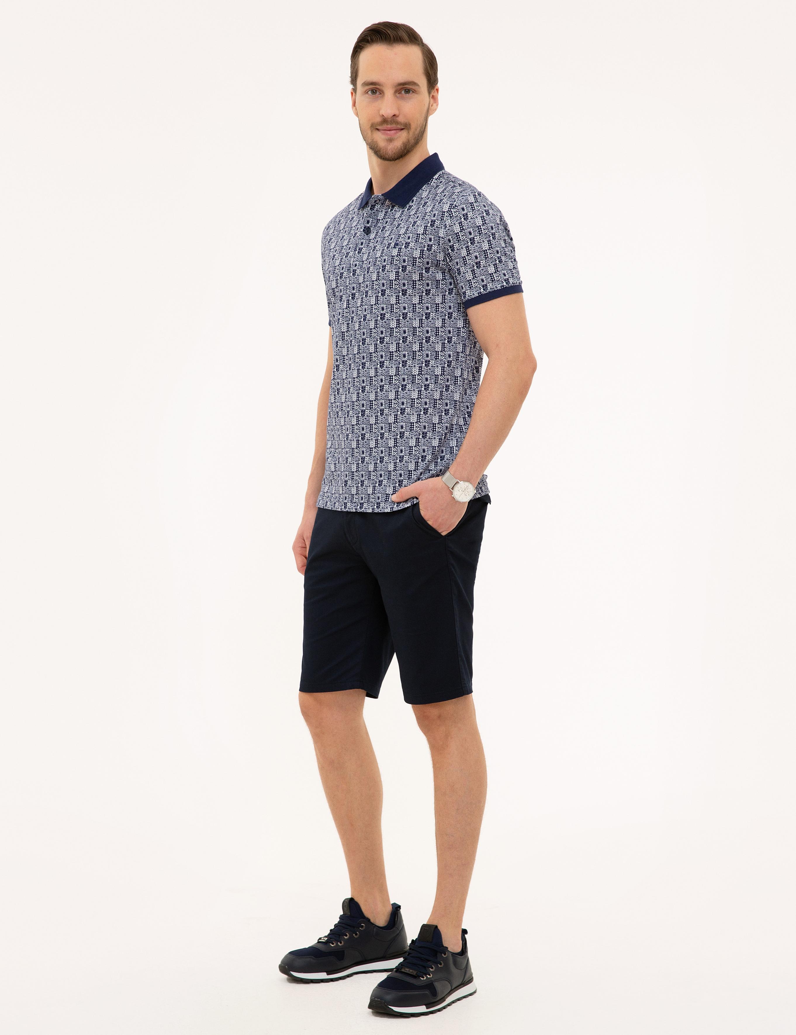 Lacivert Dokuma Şort