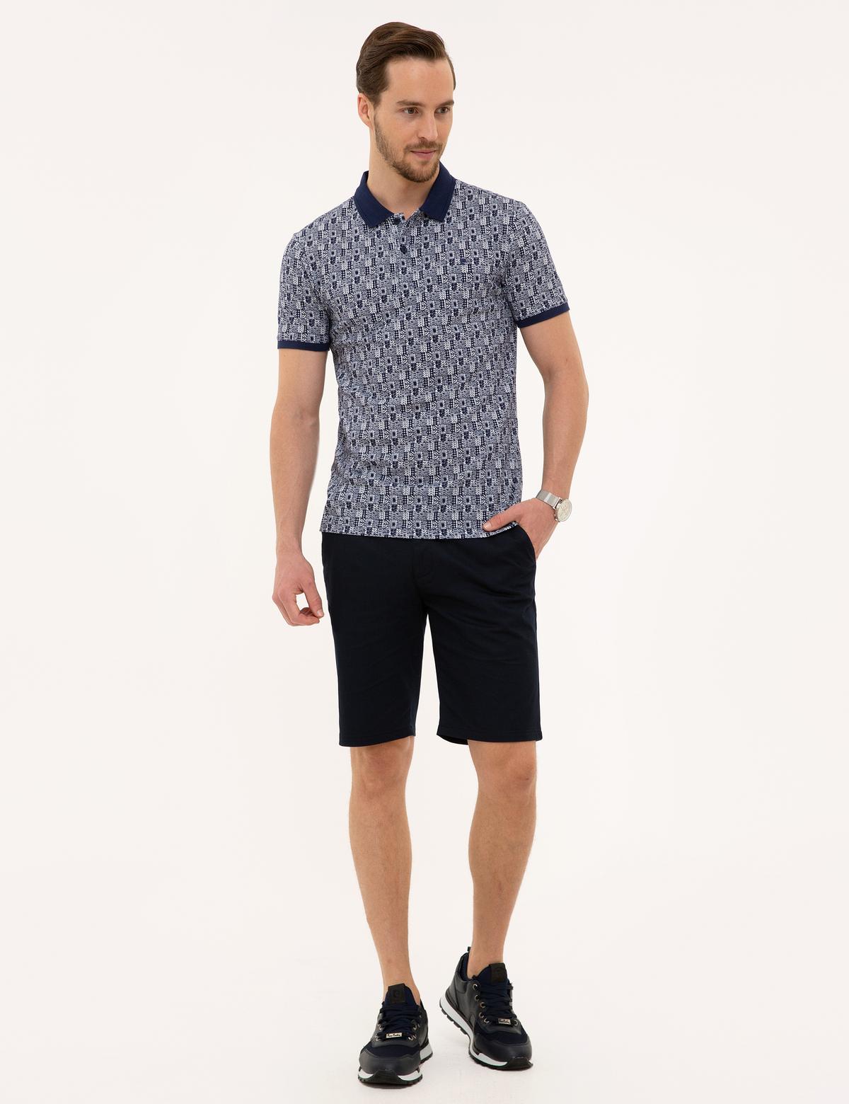 Lacivert Dokuma Şort