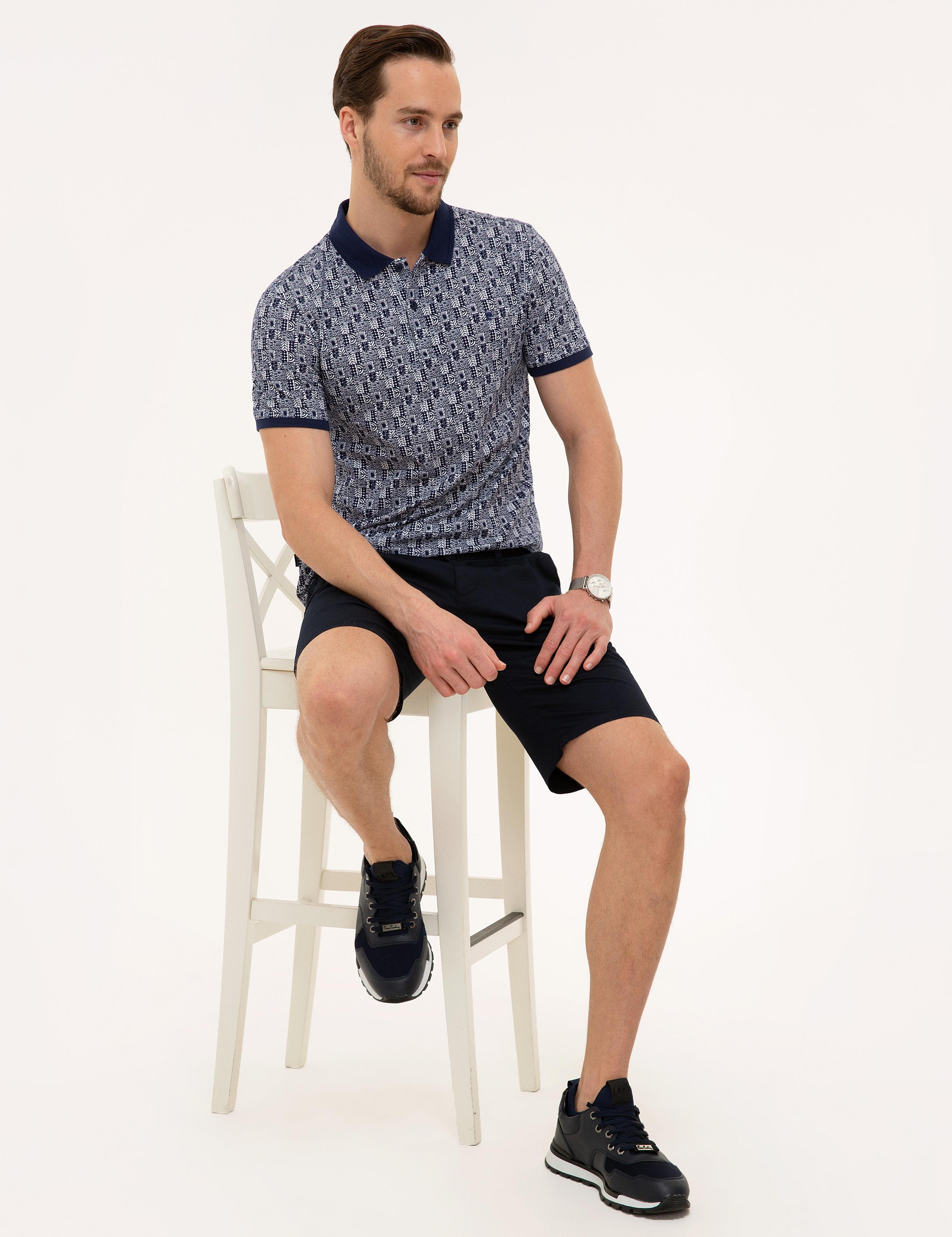 Lacivert Dokuma Şort