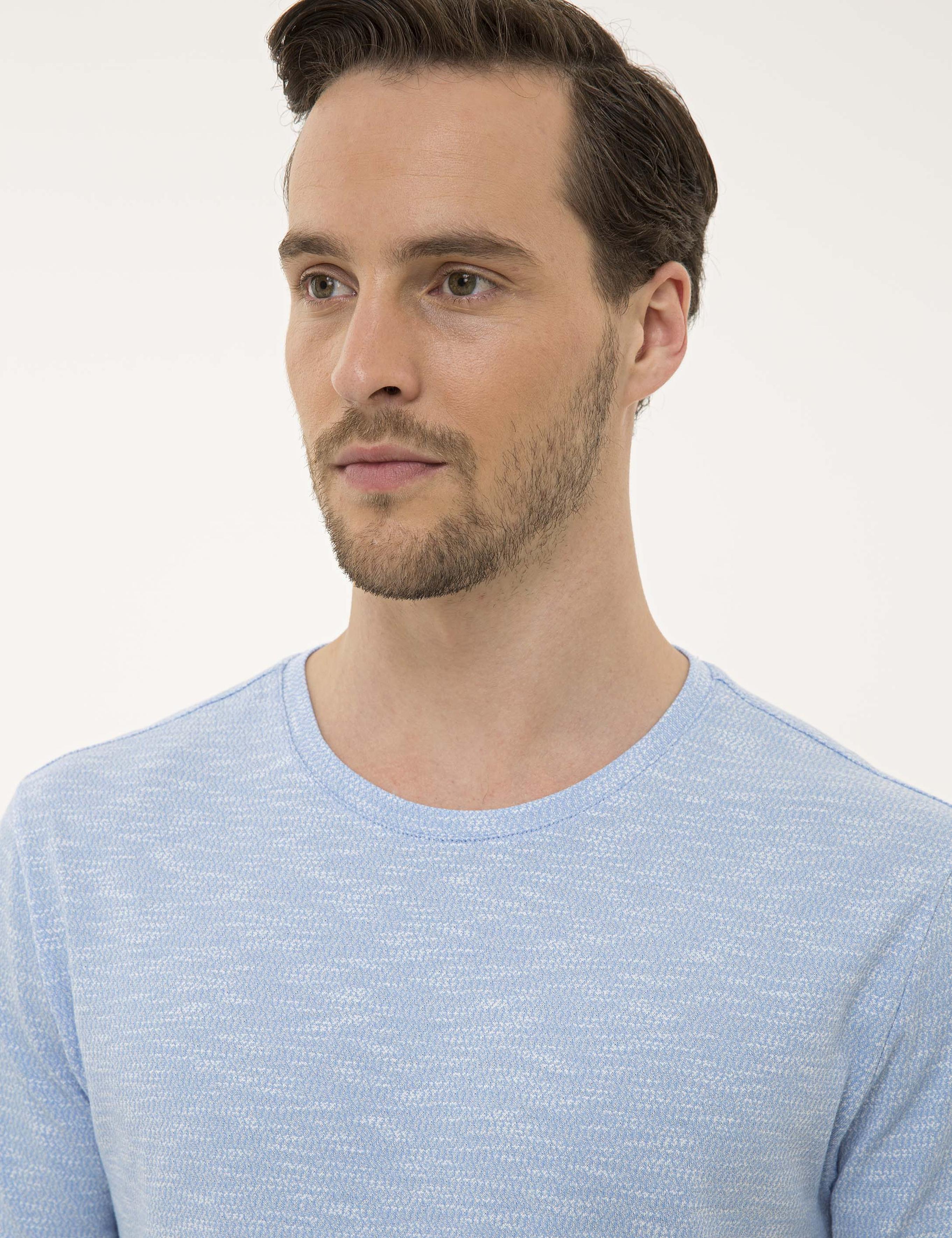 Mavi Slim Fit Bisiklet Yaka T-Shirt