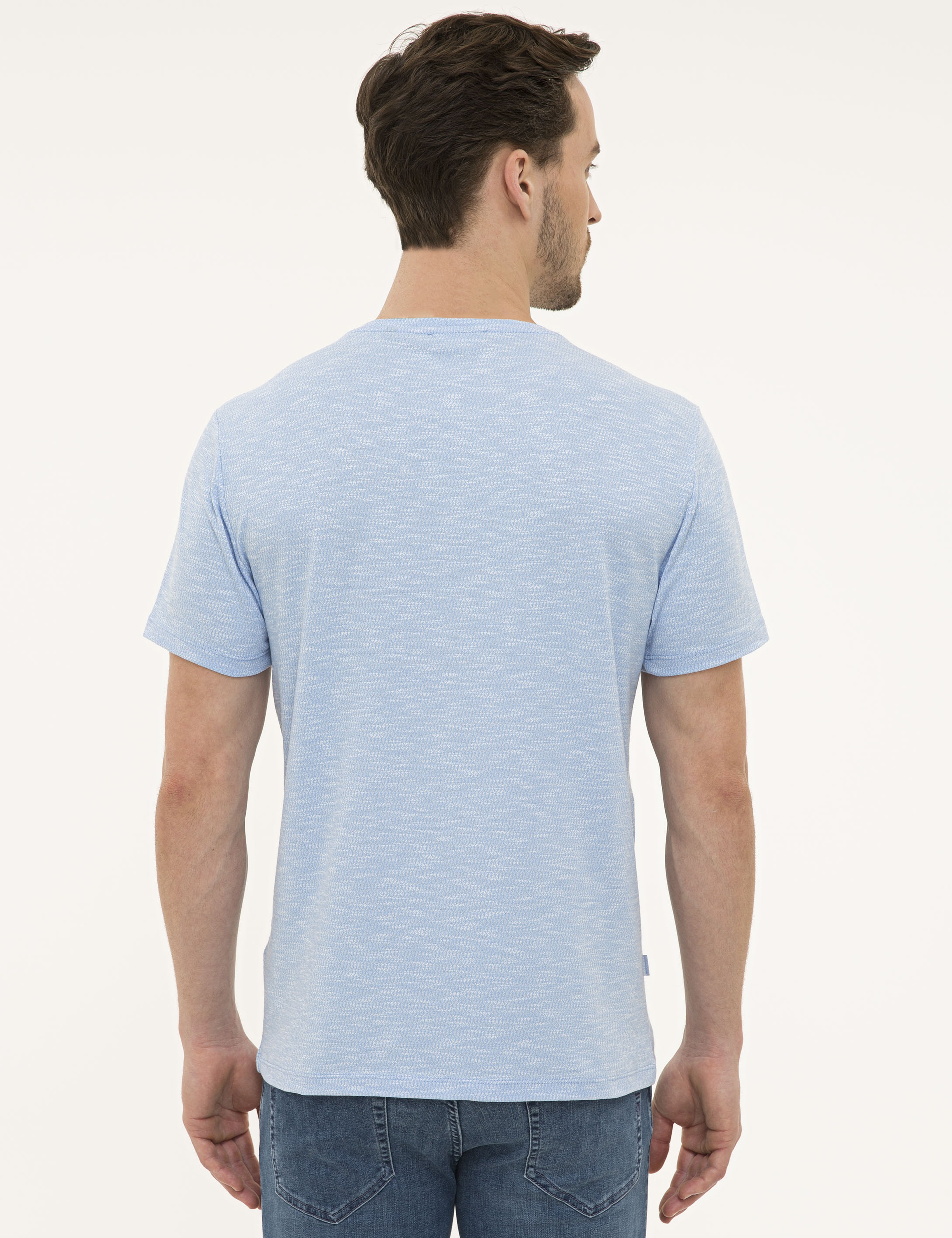 Mavi Slim Fit Bisiklet Yaka T-Shirt - Image 3