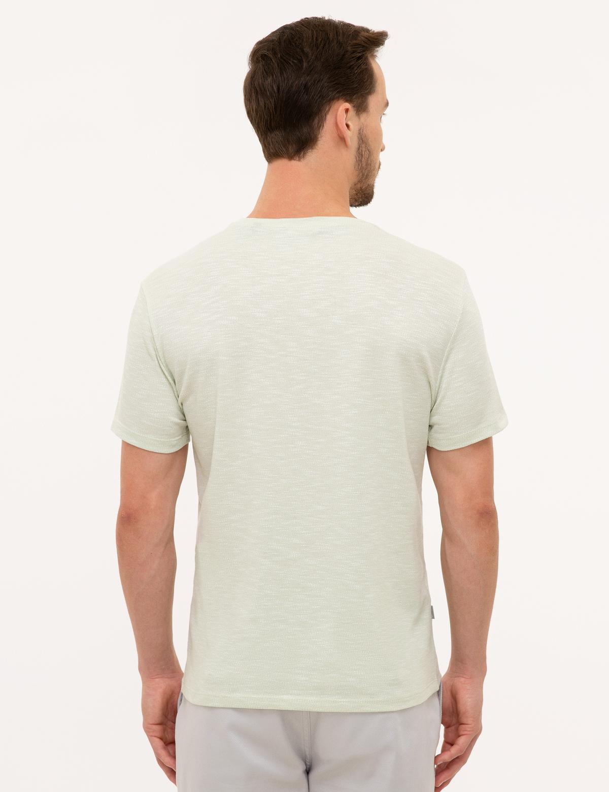 Mint Yeşili Slim Fit Bisiklet Yaka T-Shirt - 50218545012