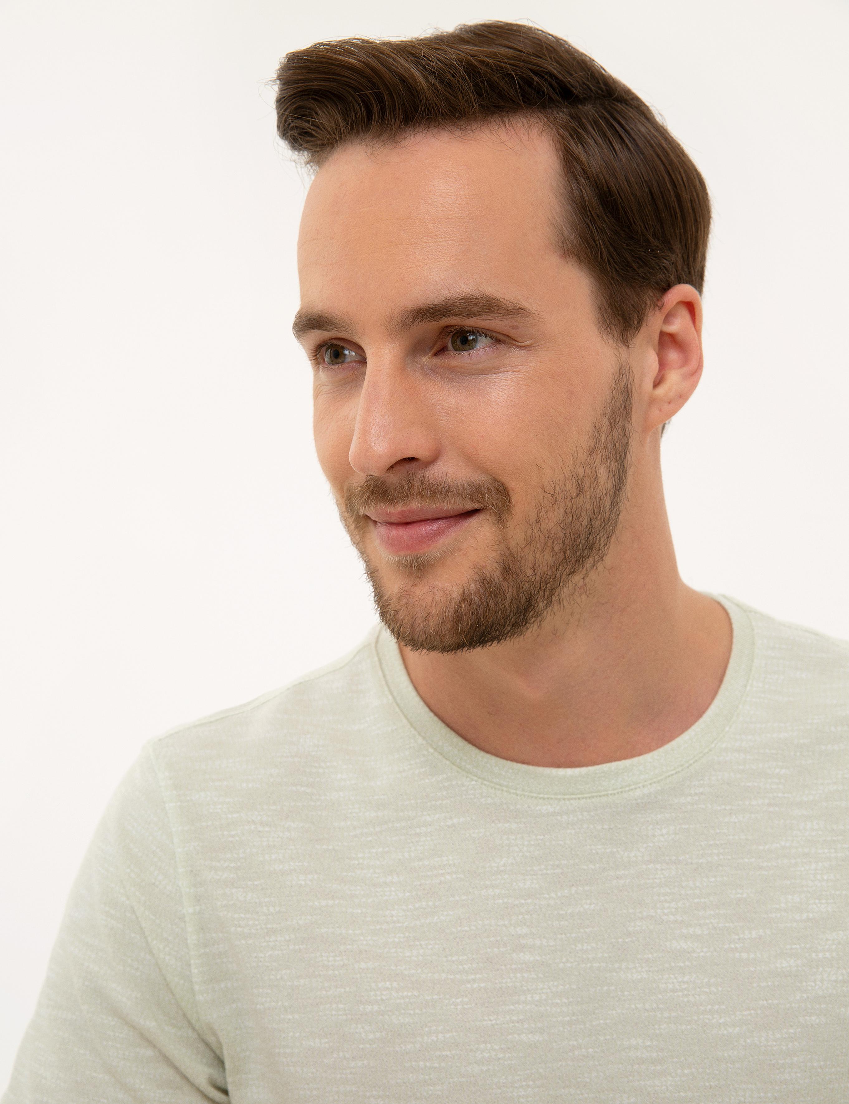 Mint Yeşili Slim Fit Bisiklet Yaka T-Shirt